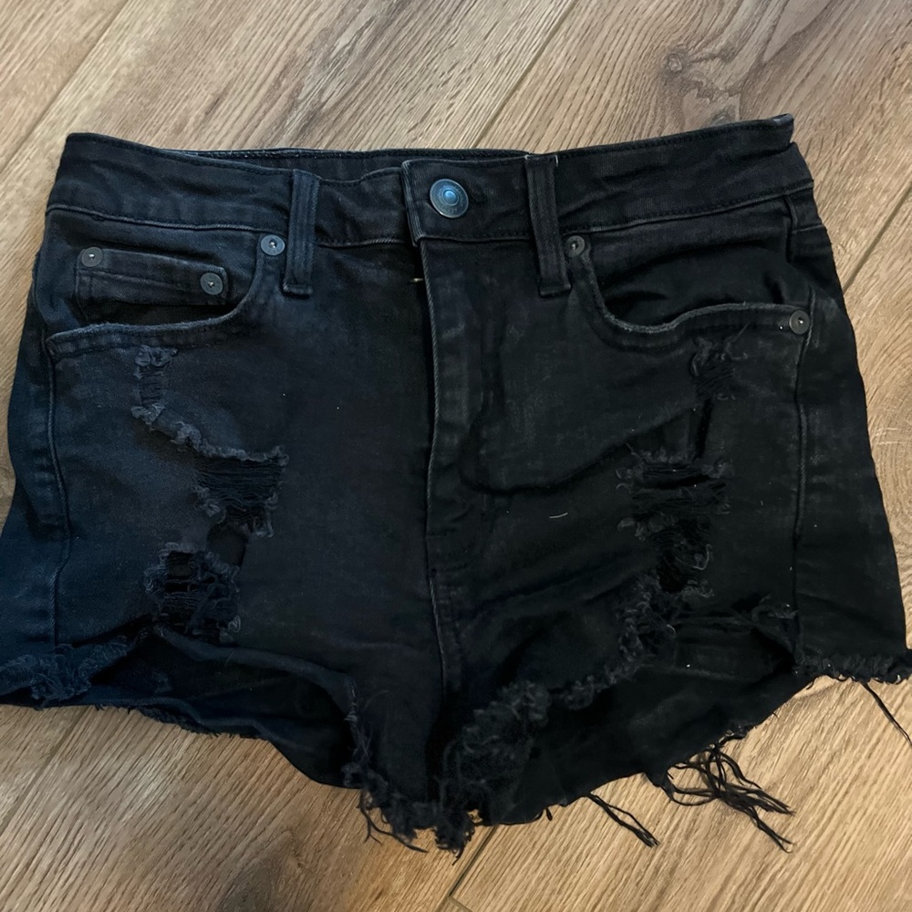 Black jean shorts